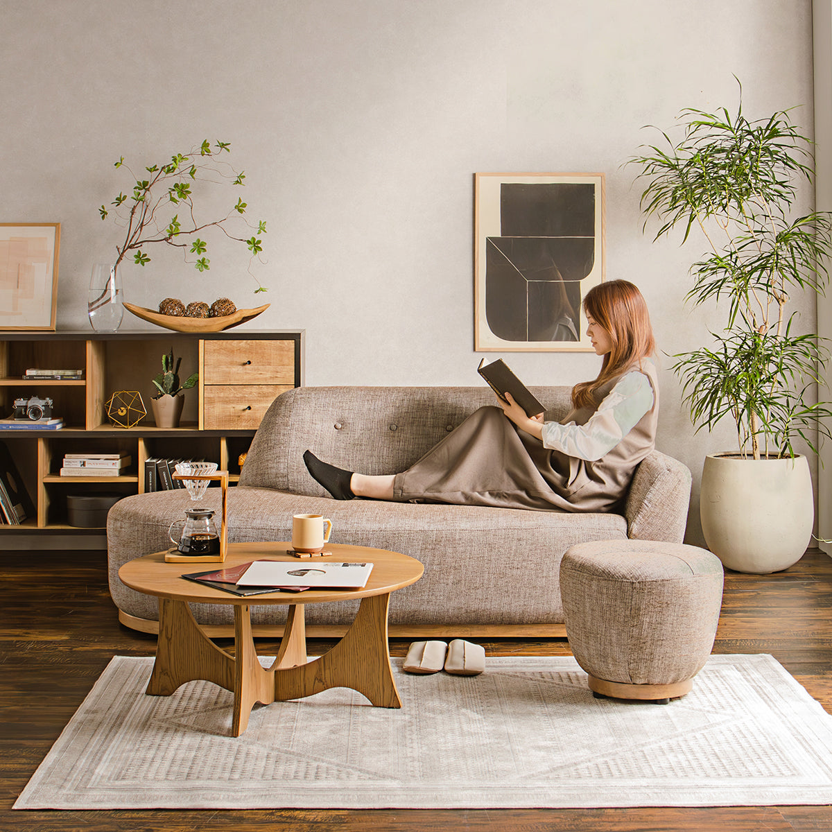 FZ KK ソファ 3P BR(オットマン付き)