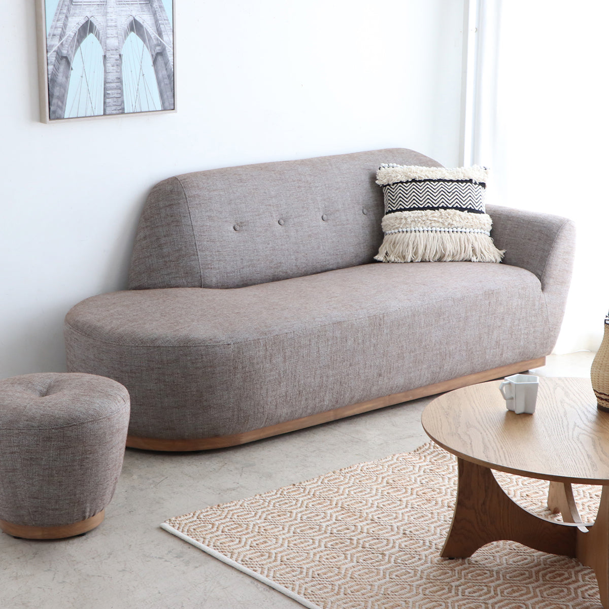 FZ KK ソファ 3P BR(オットマン付き)