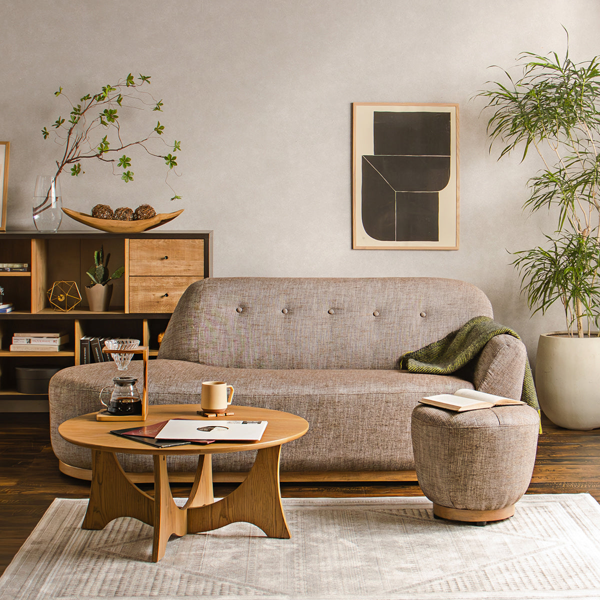 FZ KK ソファ 3P BR(オットマン付き)